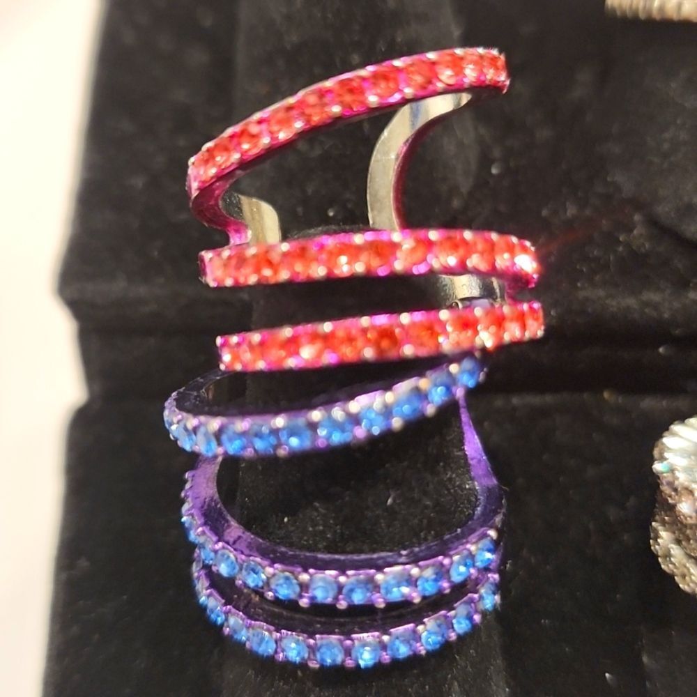 Akira Pink & Purple Rhinestone Stackable Rings‎ - Picture 3 of 8